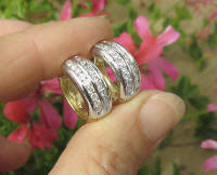 Diamond Hoop Earrings in 14k Two Tone Gold