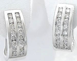 0.87 ctw Double Row Diamond Huggie Earrings in 14k white gold