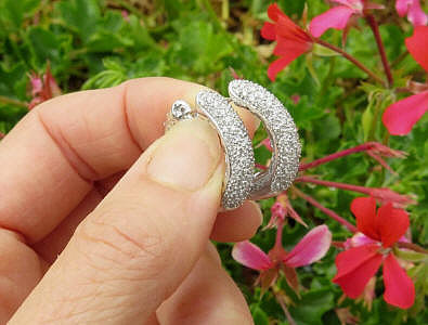 Pave Diamond Inside Outside Hoop Earrings in 14k white gold