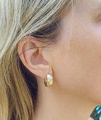 0.5 carat Burnished Diamond Hoop Huggie Earrings in satin finished 14k yellow gold