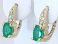 Emerald and Diamond Earrings in 14k yellow gold
