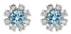 4mm Round Natural Aquamarine and Diamond Earrings in 14k white gold