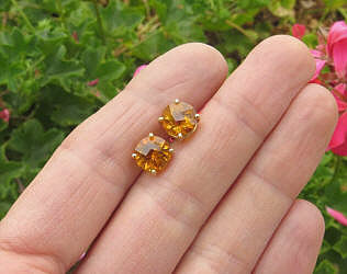 Round citrine earrings in 14k yellow gold