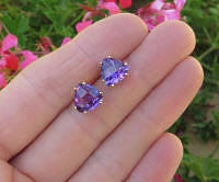 9mm Trillion Amethyst Stud Earrings in 14k yellow gold