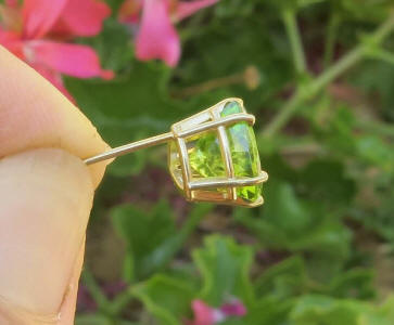 Trillion Peridot Stud Earrings in 14k yellow gold gift idea
