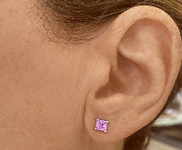 0.69 ctw Princess Cut Pink Sapphire Stud Earrings in 14k white gold