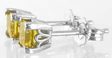 Princess Cut Yellow Sapphire Earrings
