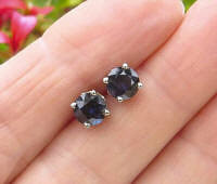 Natural Sapphire Stud Earrings in 14k white gold