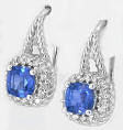 Cushion Cut Blue Sapphire Earrings