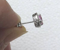 Light Natural Round Pink Sapphire Earrings in 14k white gold for sale