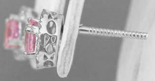 Light Pink Sapphire and Diamond Earrings in 14k white gold