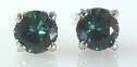Round Natural Green Sapphire Stud Earrings in 14k white gold