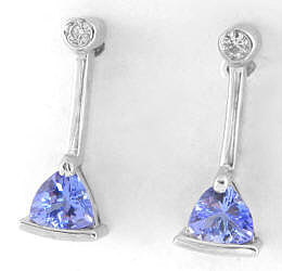 1 ctw Tanzanite Stud Earrings with Diamond Accents in 14k white gold