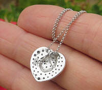 Pave round natural blue sapphire pendant in 14k white gold