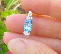 Woman's Real 14k white gold maguise cut blue topaz pendant for sale