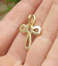 Tanzanite Cross Pendant Necklace in 14k yellow gold