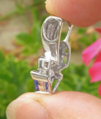 Trillion Natural Tanzanite and Diamond Slide Pendant  in 14k white gold gift idea