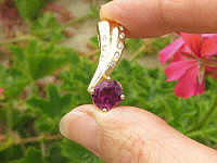 unique Natural Pink Tourmaline Pendant with Burnished Diamonds in 14k yellow gold gift idea