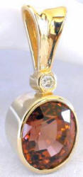 One of a Kind 12.14 ctw Nigerian Cognac Tourmaline and Diamond Slide in 14k