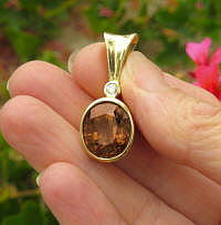 Rare One of a Kind Large Cognac Tourmaline Slide Statement Pendant in 14k yellow gold