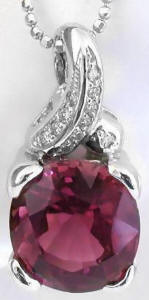 Large Pink Tourmaline and Diamond Pendant in 14k white gold