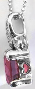  Pink Tourmaline and Diamond Pendant in 14k white gold with Heart Gallery for sale