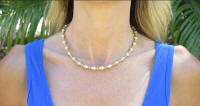 16 3/4 inch Italian 14k Yellow Gold Satin Finish Bead Necklace for sale