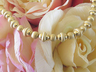 Italian Heavy Satin Finish & High Polish Bead Necklace in 14k yellow gold