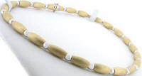 14k Oval Satin Yellow Gold Bead & Polished White Gold Bead Necklace