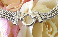 18 inch 14k White Gold Italian Woven & Beaded Necklace with Oversized Spring Ring Clasp for sale