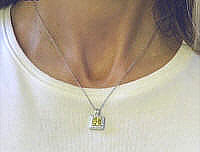 6mm Princess Cut Natural Yellow Sapphire Pendant on the neck