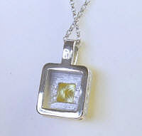 Back of 6mm Princess Cut Natural Yellow Sapphire Pendant Necklace