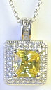 6mm Princess Cut Natural Yellow Sapphire and Diamond Halo Pendant in 14k white gold