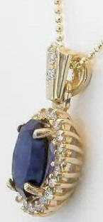 Iolite and Diamond Pendant in 14k yellow gold