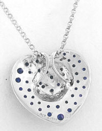 Back of Sapphire Pave Heart Penadant in 14k white gold