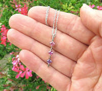Shades of Pink Sapphire and Purple Sapphire Stick Pendant in White Gold