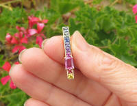 Natural Pink Sapphire and Multicolor Sapphire Line Pendant in 14k yellow gold for sale