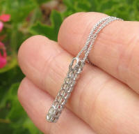 Genuine Rainbow Sapphire Stick Pendant in 14k white gold