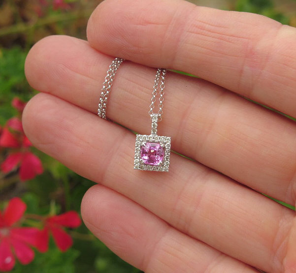 pink sapphire diamond necklace