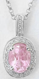 Light Pink Sapphire and Diamond Pendant in 14k white gold