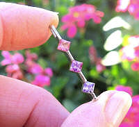 1 carat naturl Pink and Purple Sapphire Stick Pendant in 14 White Gold for sale