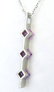 Three Stone Line Pendant in 14k with Princess Cut Stones