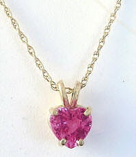 5.5 mm Heart Cut Natural Pink Sapphire Pendant in 14k yellow gold