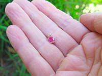 Real Pink Sapphire Necklace Heart Pendant in real 14k yellow gold