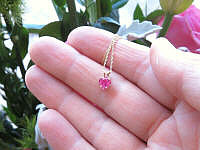 Heart Cut Genuine Bright Pink Sapphire Necklace Pendant in real 14k yellow gold for sale
