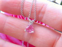 7mm Trillion Cut Natural Bubblegum Pink Sapphire Solitaire Pendant in 14k white gold