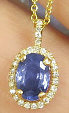 0.86 ctw Blue Sapphire and Diamond Pendant in 14k