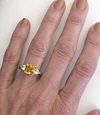 Cushion Citrine Non Diamond Ring in 14k white gold