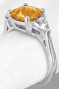 8mm Cushion Citrine White Sapphire Ring in 14k white gold