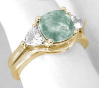 3 Stone Prasiolite Engagement Rings in 14k Gold
